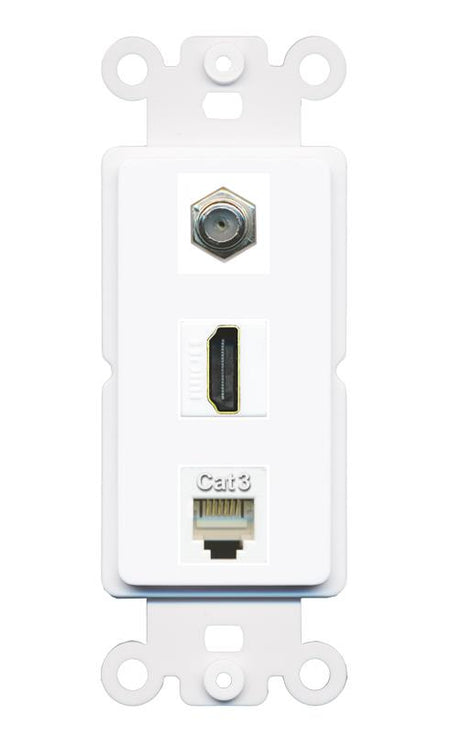 COAX HDMI PHONE Wall Plate [White]