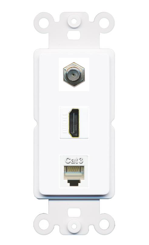 COAX HDMI PHONE Wall Plate [White]
