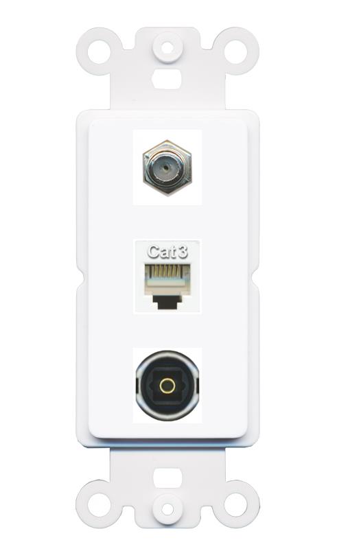 COAX PHONE TOSLINK Wall Plate [White]