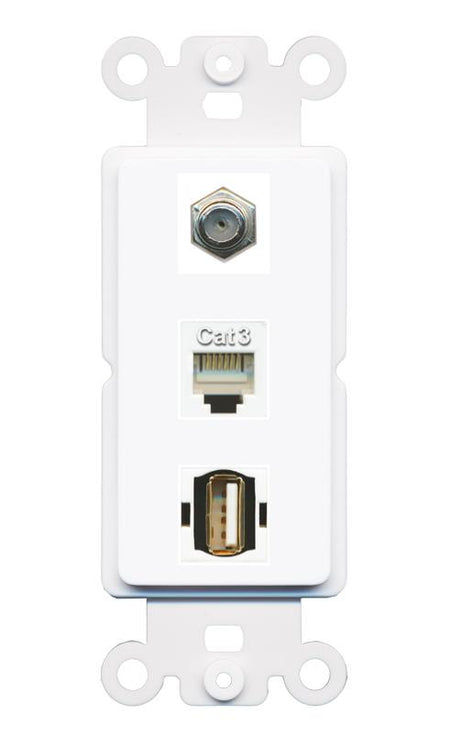 COAX PHONE USB2 Wall Plate [White]