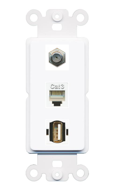 COAX PHONE USB2 Wall Plate [White]