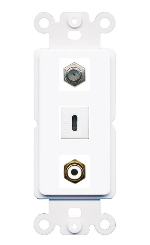COAX RCA-WHITE USBC Wall Plate [White]