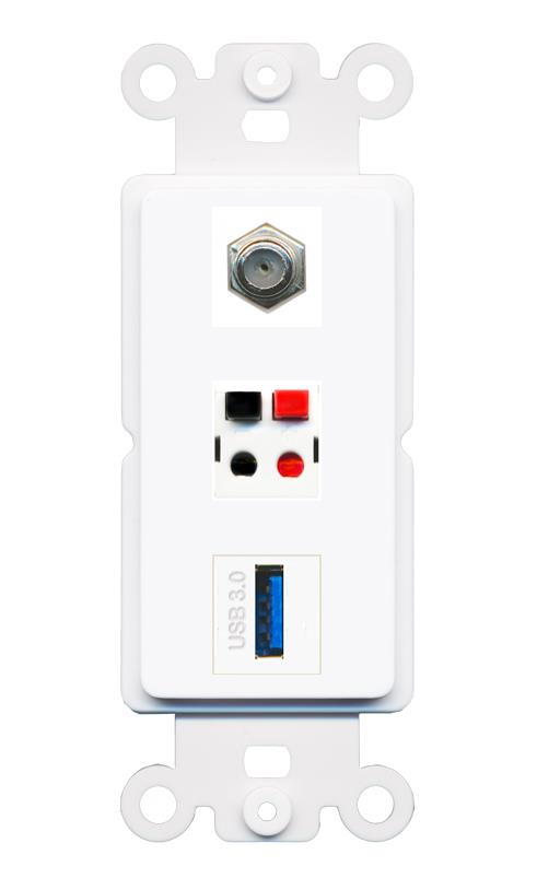 COAX SPEAKER USB-3 Wall Plate [White]
