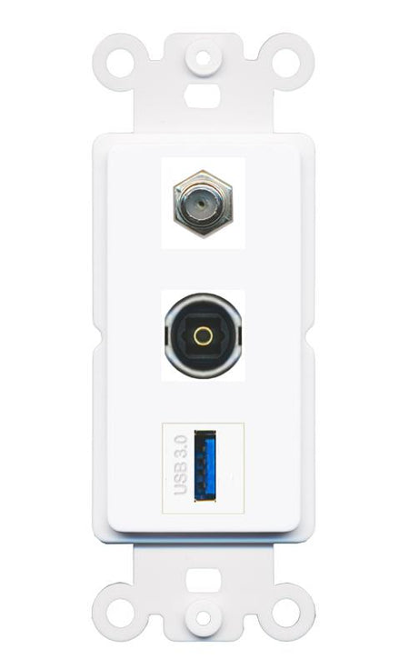 COAX TOSLINK USB-3 Wall Plate [White]