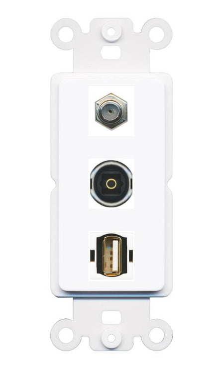 COAX TOSLINK USB2 Wall Plate [White]