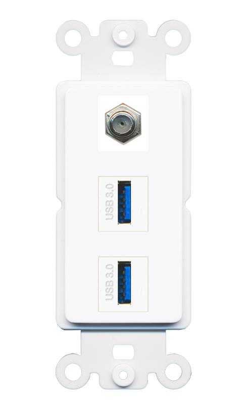 COAX 2 USB-3 Wall Plate [White]