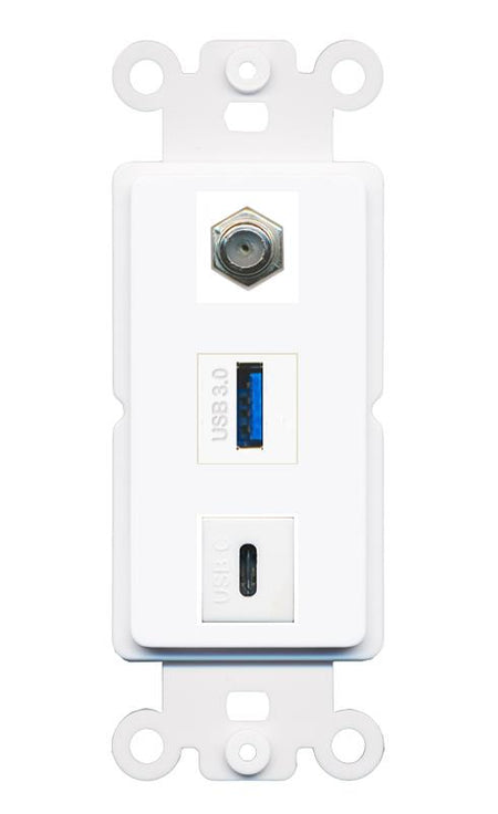 COAX USB-3 USBC Wall Plate [White]