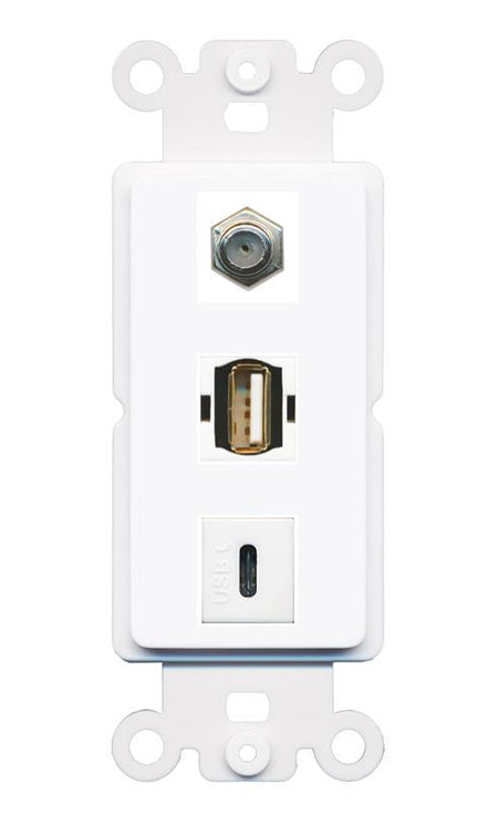COAX USB2 USBC Wall Plate [White]