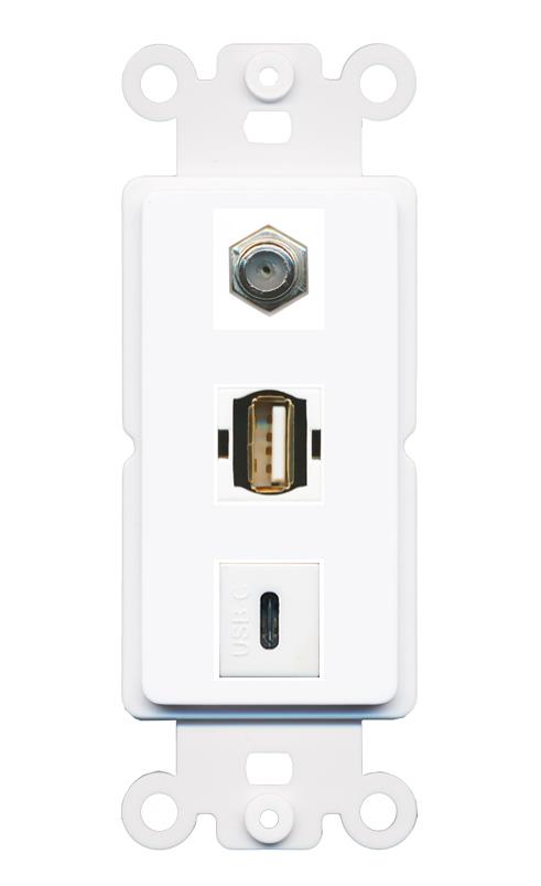 COAX USB2 USBC Wall Plate [White]