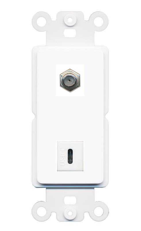 COAX USBC Rocker Insert Module Wall Plate [White]