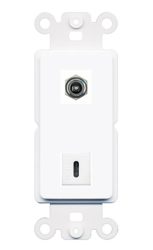 DC-POWER USBC Rocker Insert Module Wall Plate [White]