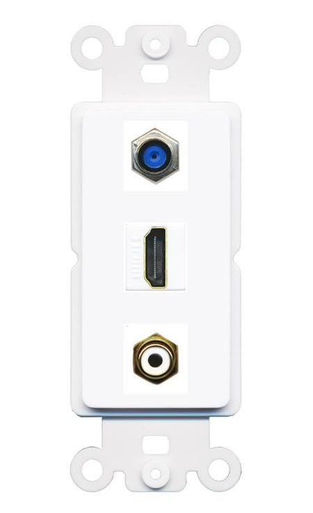 F81 HDMI RCA-WHITE Wall Plate [White]