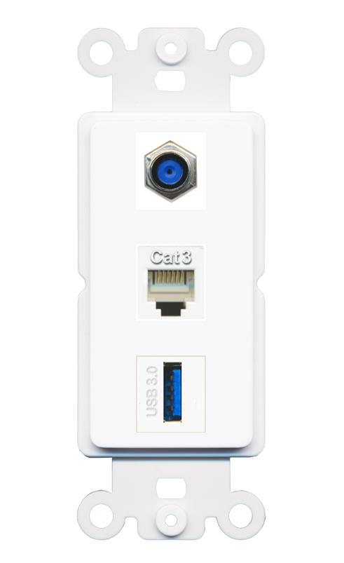 F81 PHONE USB-3 Wall Plate [White]