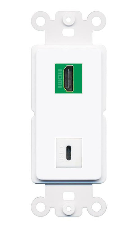 HDMI-GREEN USBC Rocker Insert Module Wall Plate [White]