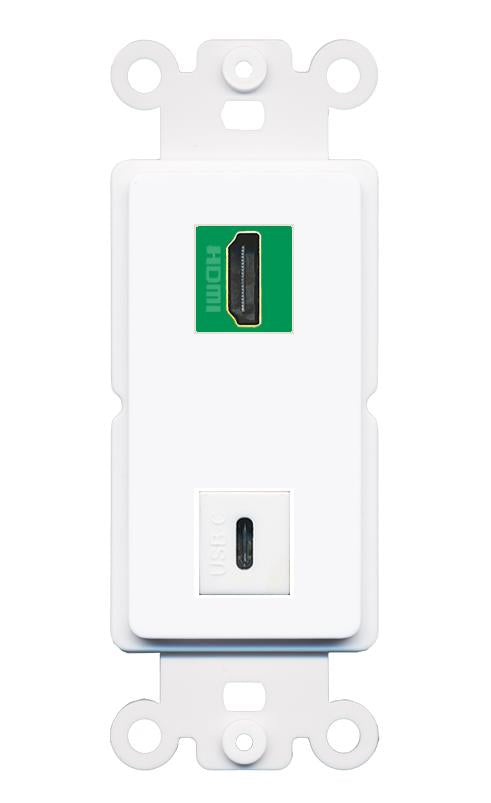 HDMI-GREEN USBC Rocker Insert Module Wall Plate [White]