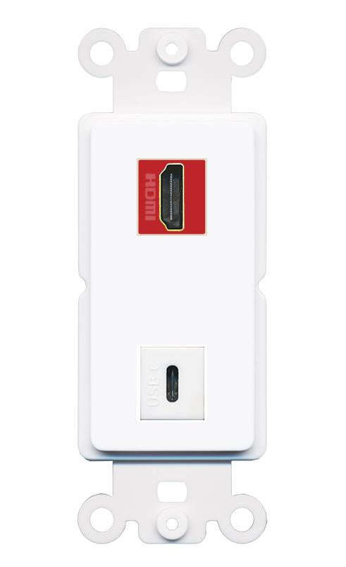 HDMI-RED USBC Rocker Insert Module Wall Plate [White]