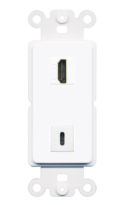 HDMI-WHITE USBC Rocker Insert Module Wall Plate [White]