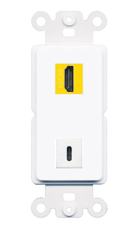HDMI-YELLOW USBC Rocker Insert Module Wall Plate [White]