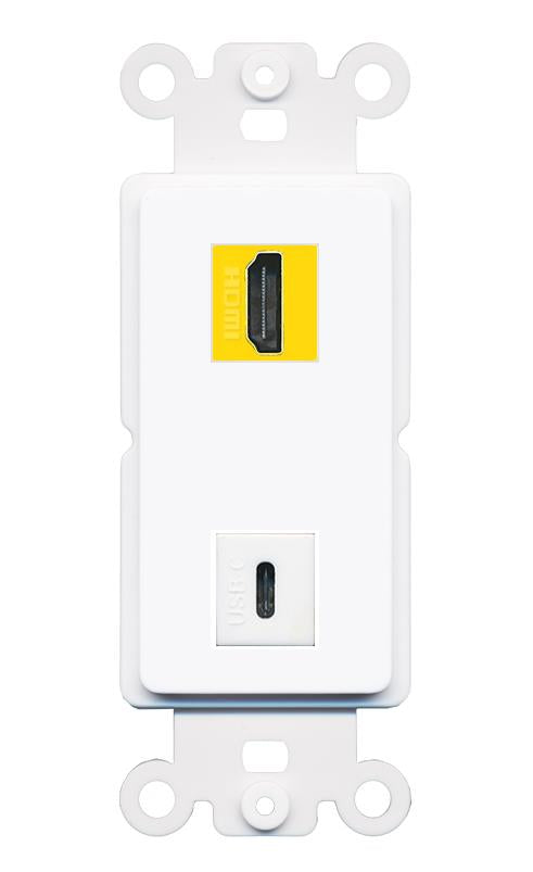 HDMI-YELLOW USBC Rocker Insert Module Wall Plate [White]