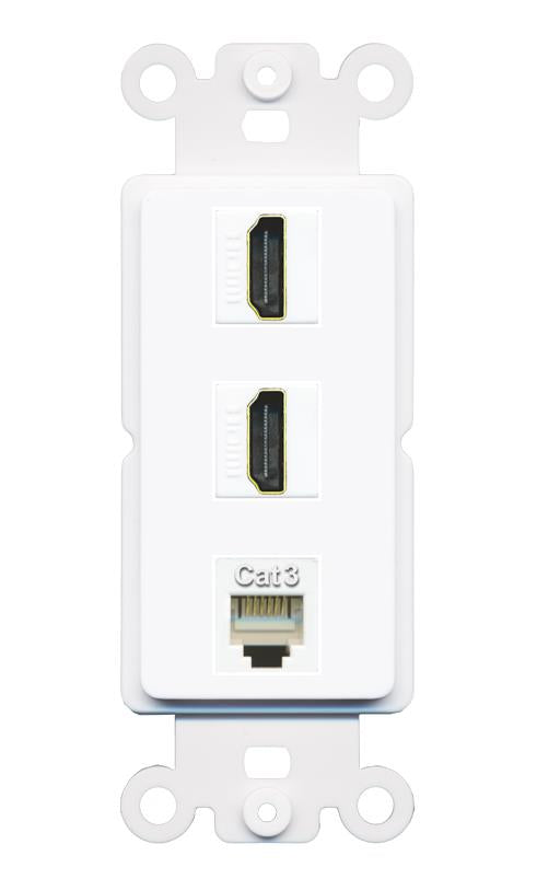 2 HDMI PHONE Wall Plate [White]