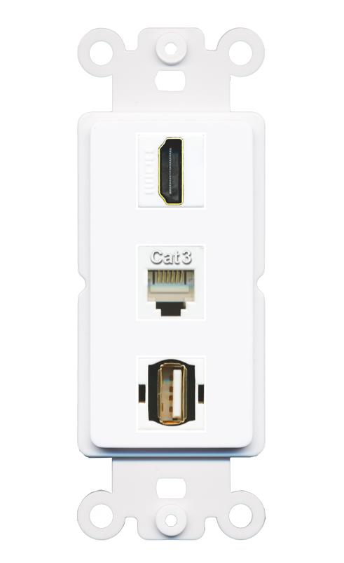 HDMI PHONE USB2 Wall Plate [White]