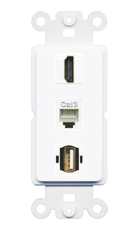 HDMI PHONE USB2 Wall Plate [White]