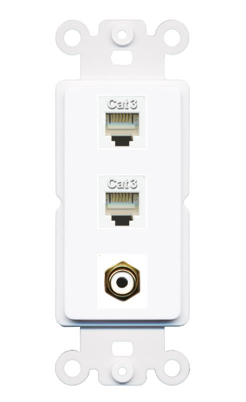 2 PHONE RCA-WHITE Wall Plate [White]