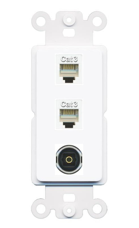 2 PHONE TOSLINK Wall Plate [White]