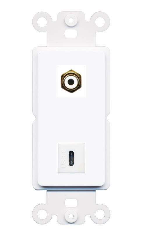 RCA-WHITE USBC Rocker Insert Module Wall Plate [White]
