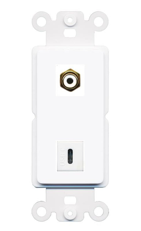 RCA-WHITE USBC Rocker Insert Module Wall Plate [White]