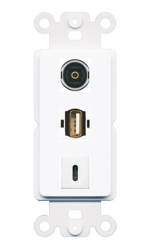 TOSLINK USB2 USBC Wall Plate [White]
