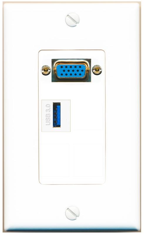 1 USB-3 Wall Plate [White]