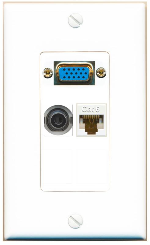 1 3.5mm 1 CAT6 Wall Plate [White]
