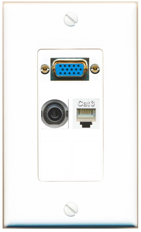 1 3.5mm 1 PHONE Wall Plate [White]