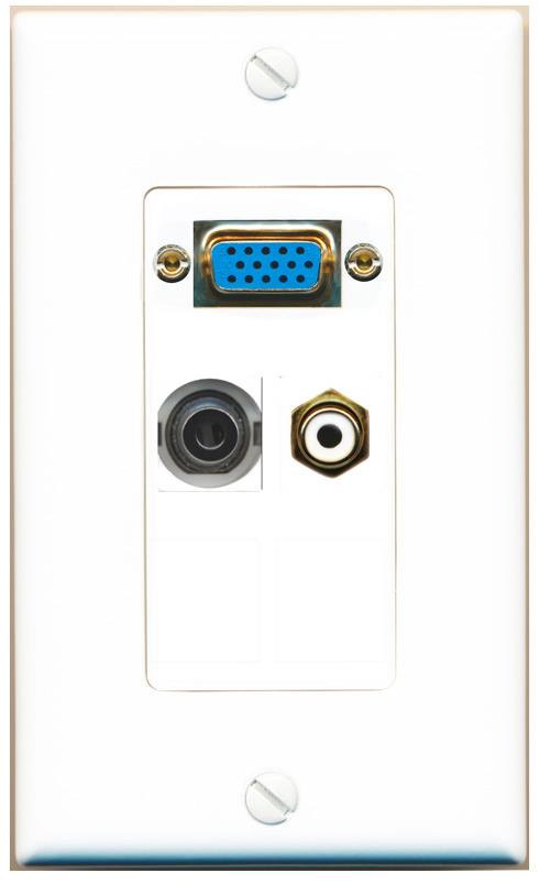 1 3.5mm 1 RCA-WHITE Wall Plate [White]