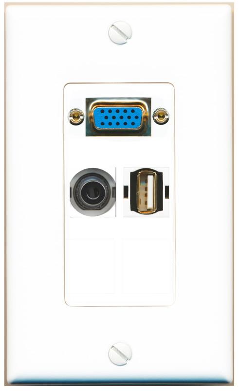 1 3.5mm 1 USB2 Wall Plate [White]