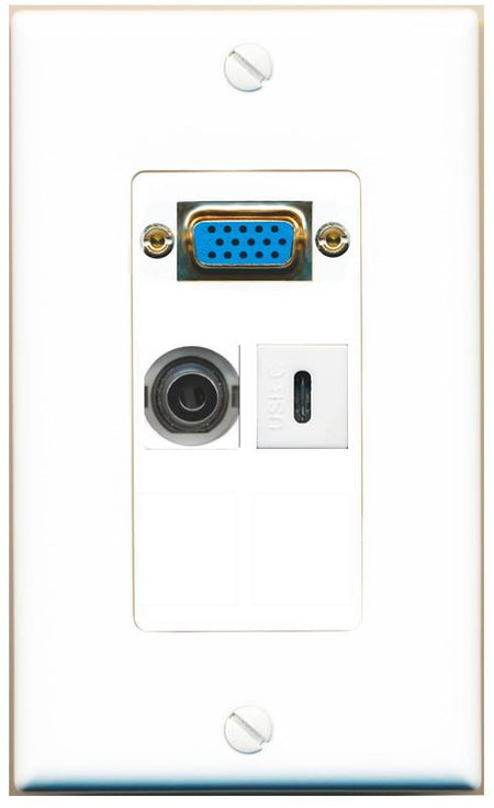 1 3.5mm 1 USBC Wall Plate [White]