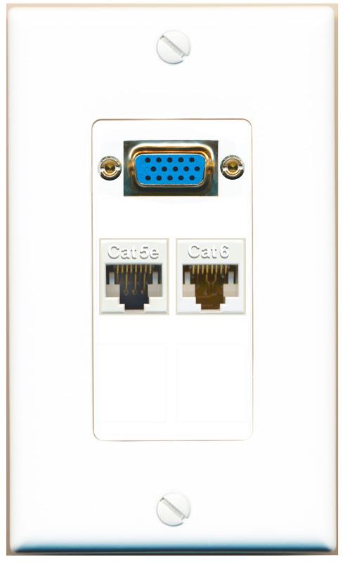 1 CAT5E 1 CAT6 Wall Plate [White]