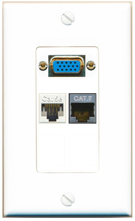 1 CAT5E 1 CAT7 Wall Plate [White]