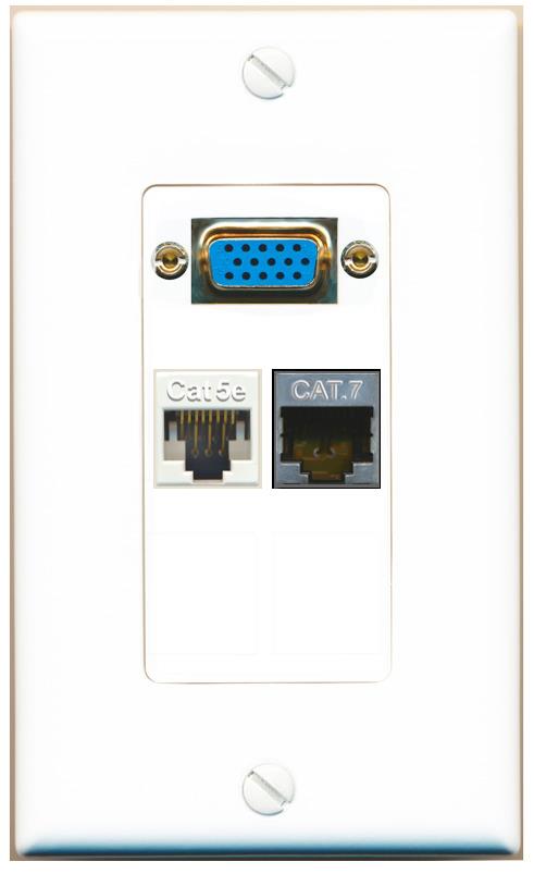 1 CAT5E 1 CAT7 Wall Plate [White]