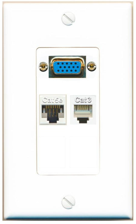 1 CAT5E 1 PHONE Wall Plate [White]