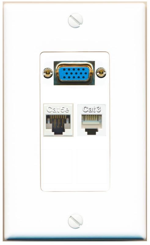 1 CAT5E 1 PHONE Wall Plate [White]