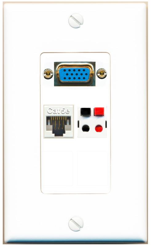 1 CAT5E 1 SPEAKER Wall Plate [White]