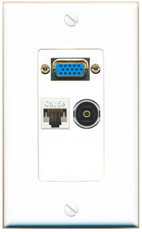 1 CAT5E 1 TOSLINK Wall Plate [White]
