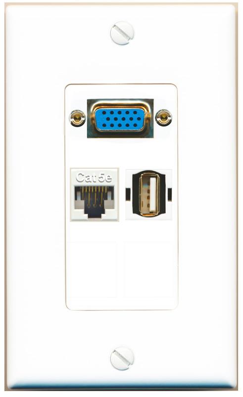 1 CAT5E 1 USB2 Wall Plate [White]