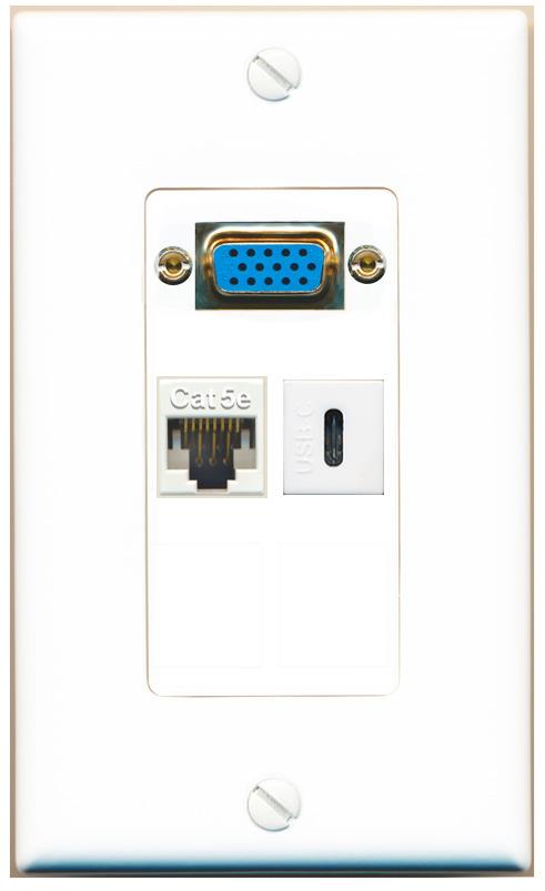 1 CAT5E 1 USBC Wall Plate [White]