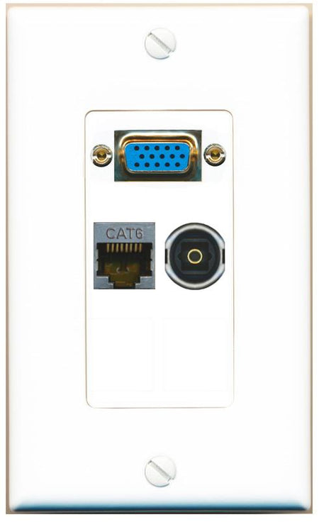 1 CAT6-SHIELDED 1 TOSLINK Wall Plate [White]