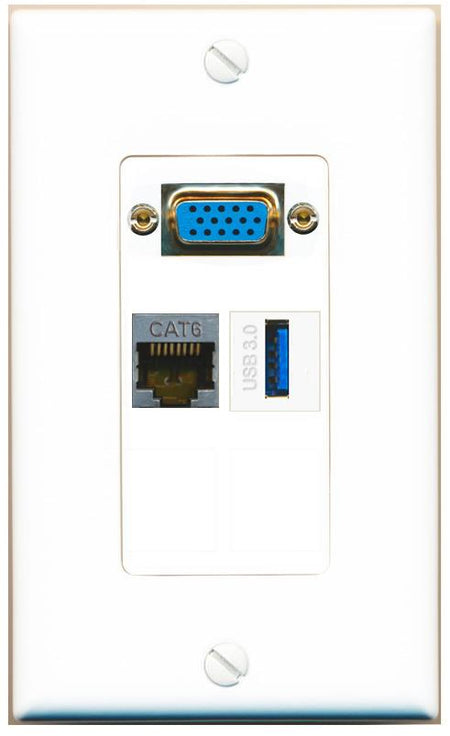 1 CAT6-SHIELDED 1 USB-3 Wall Plate [White]