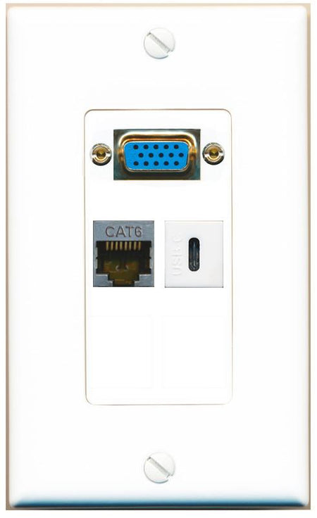 1 CAT6-SHIELDED 1 USBC Wall Plate [White]
