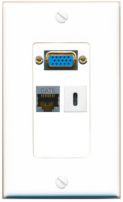 1 CAT6-SHIELDED 1 USBC Wall Plate [White]